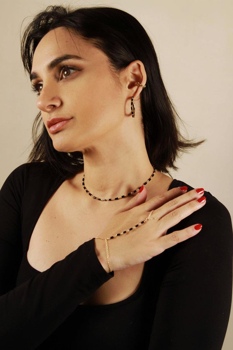 GoldFi - Black Crystals Hand Chain