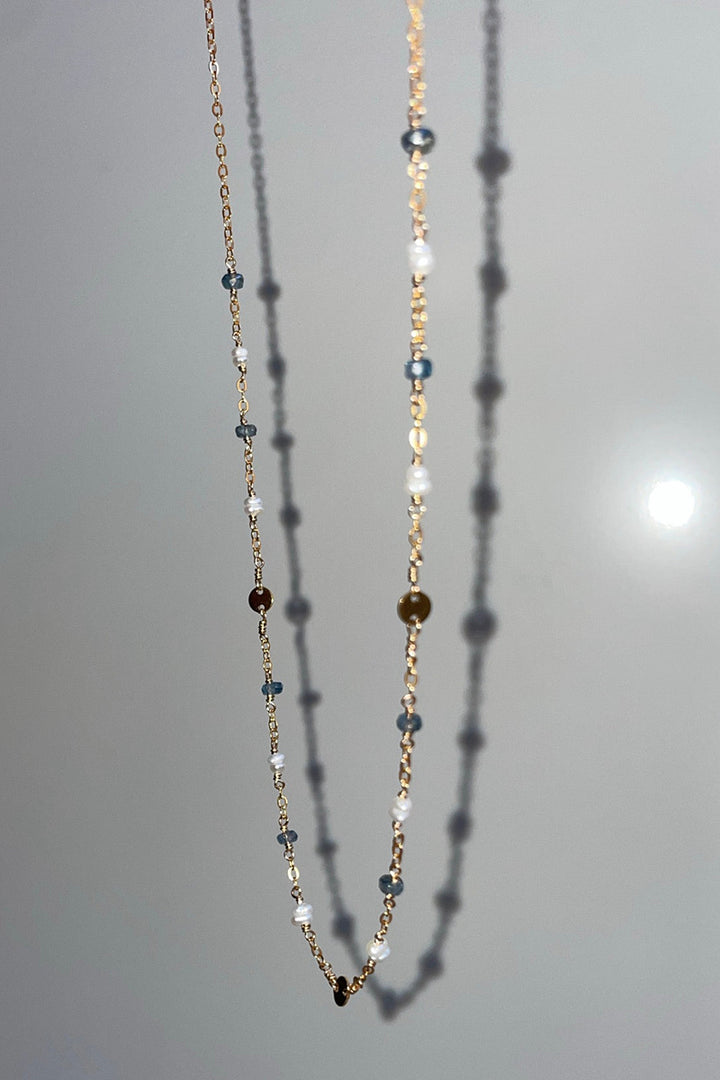 Tree Myriah - Kyanite and Pearl Lotus Necklace in Gold