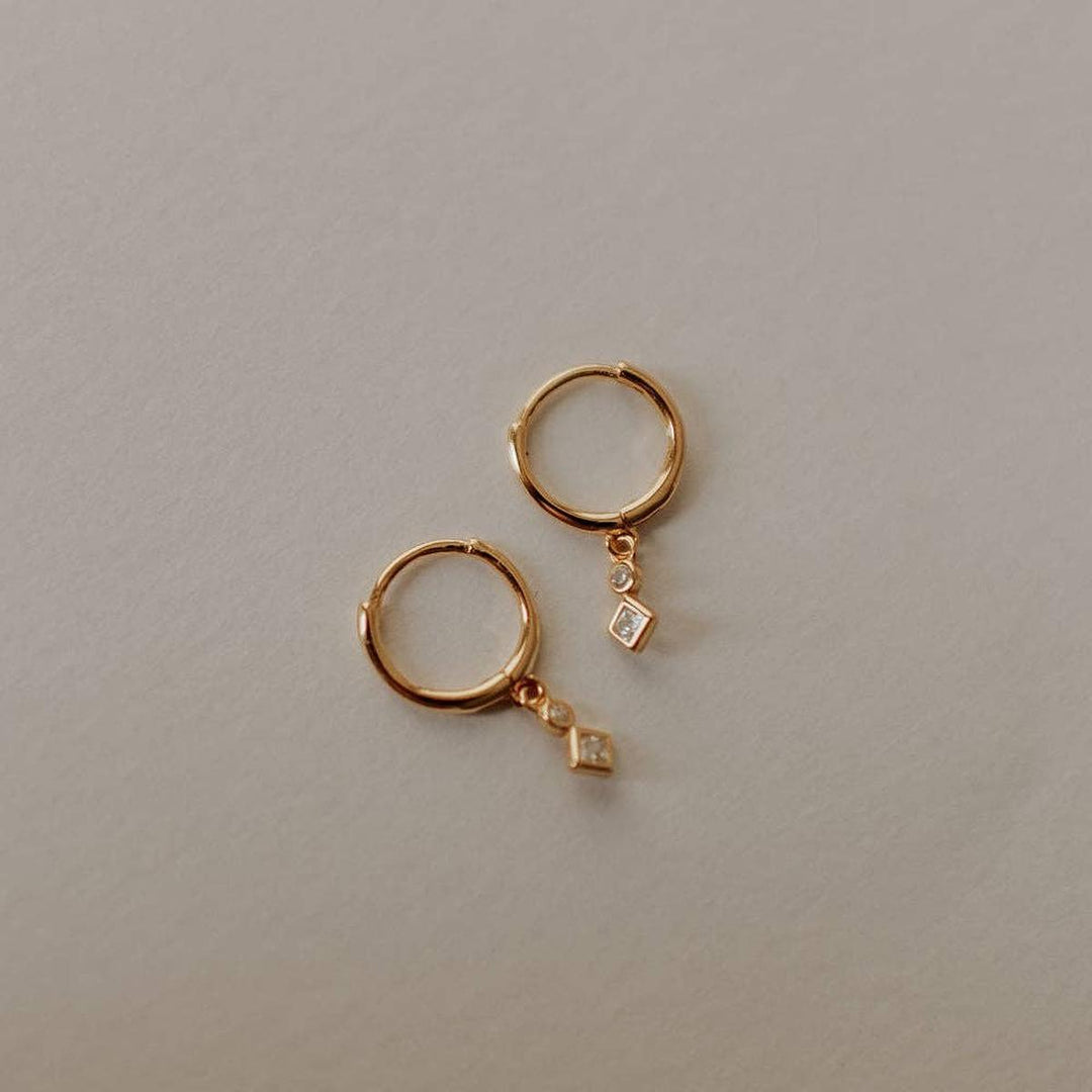 Mauve Jewelry Co. - Willow Diamond Dangle Hoops in Gold Vermeil