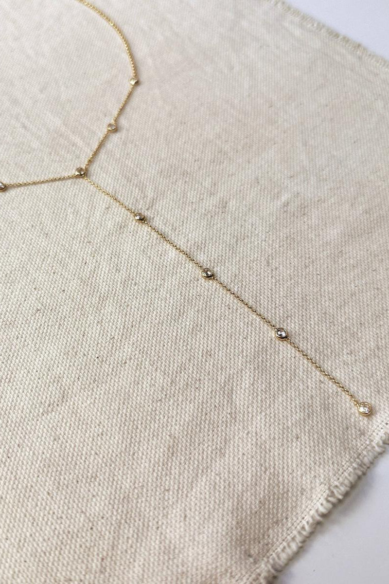 GoldFi - 18k Gold Filled Lariat Necklace With Bezel CZ