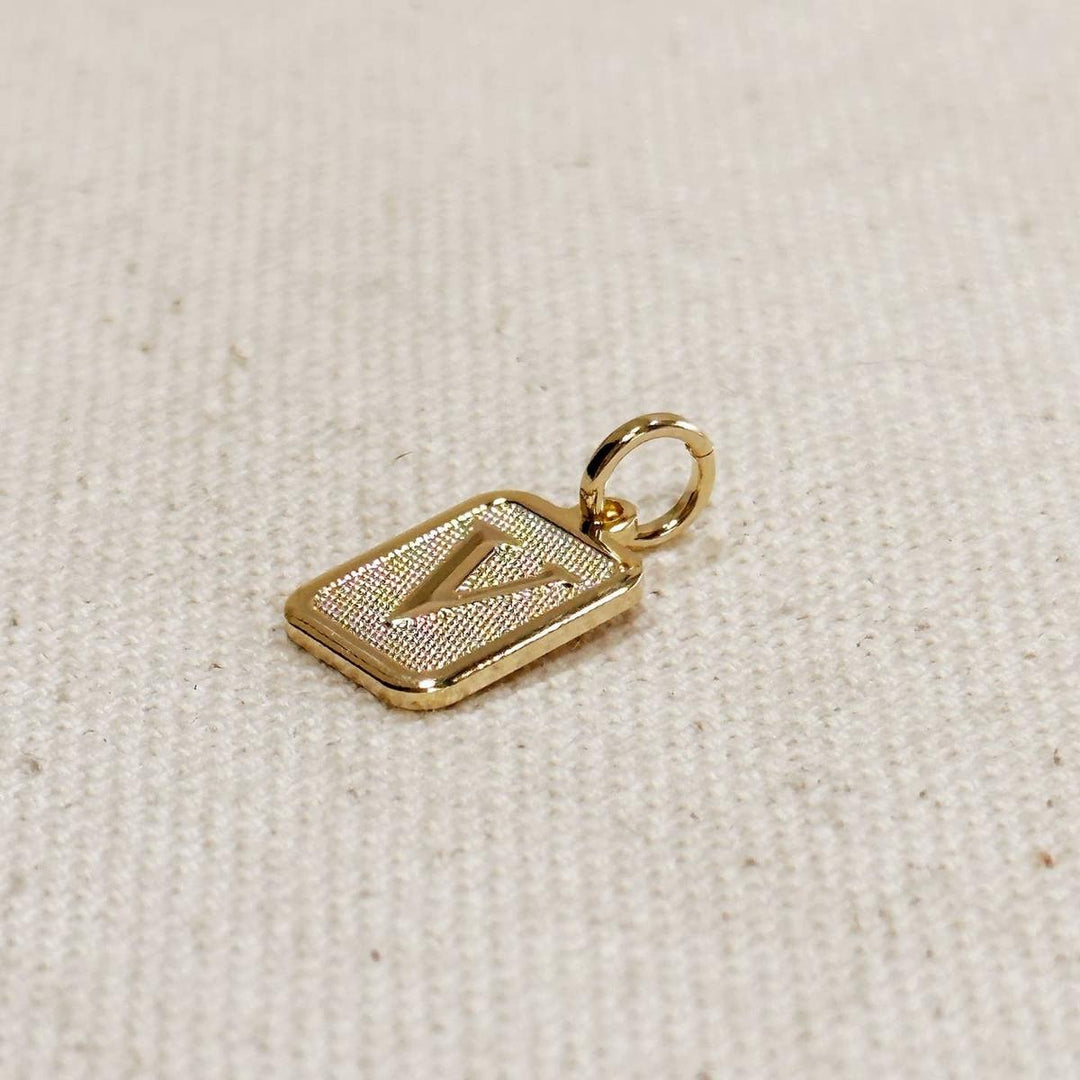 GoldFi - Textured Initial Plate Pendant in Gold Filled