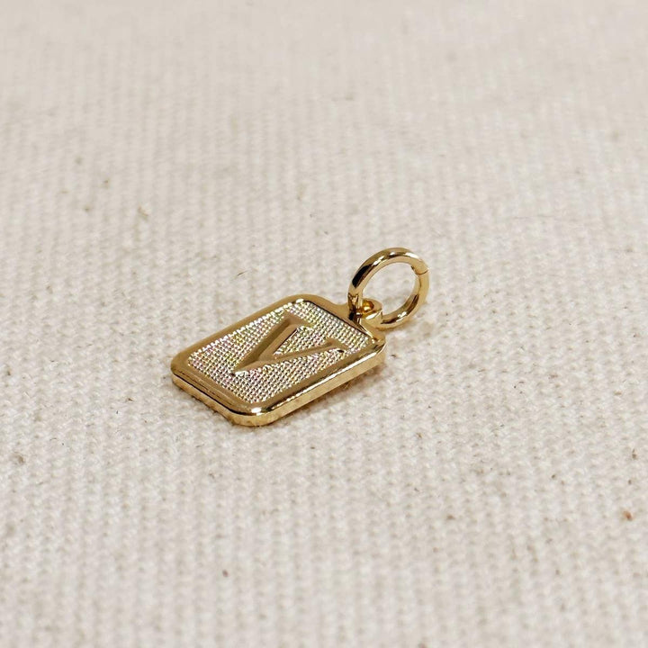 GoldFi - Textured Initial Plate Pendant in Gold Filled