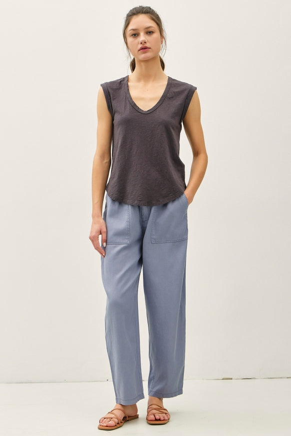 Be Cool - Basic Cap Sleeve Garment Dyed Top