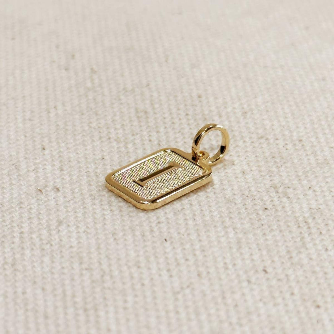GoldFi - Textured Initial Plate Pendant in Gold Filled