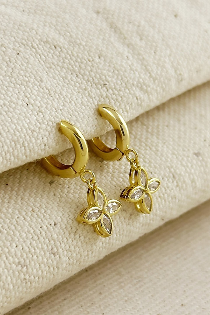 GoldFi - 18k Gold Filled Cubic Zirconium Flower Hoop Earrings