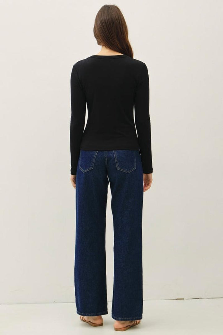Be Cool - Soft Jersey U Neck Long Sleeve Top