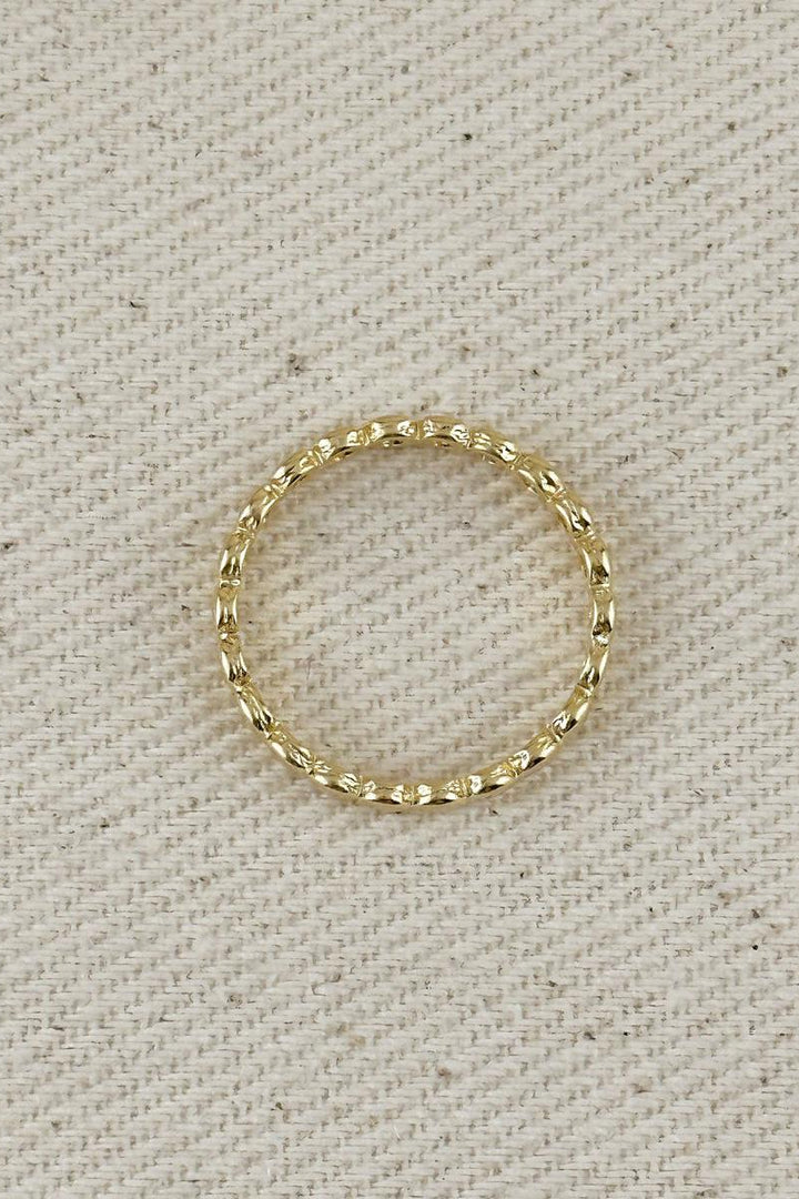 GoldFi - 18k Gold Filled Flat Beaded Band Ring