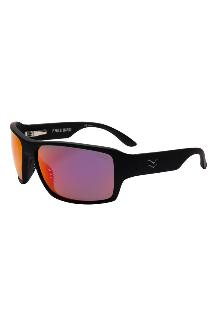 I-SEA - Free Bird in Black Rubber Soft Touch with Red Polarized Lenses
