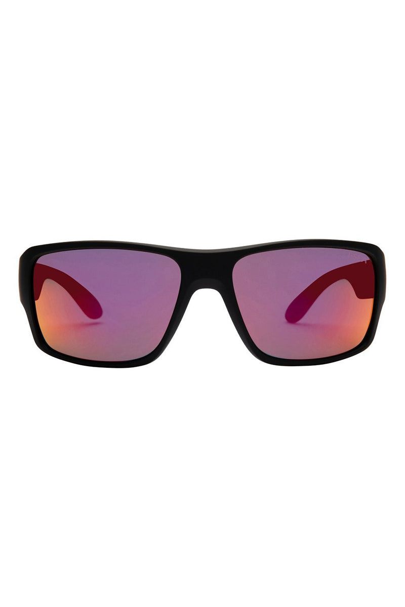 I-SEA - Free Bird in Black Rubber Soft Touch with Red Polarized Lenses