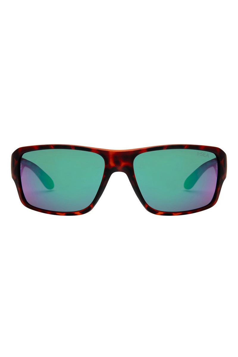 I-SEA - Free Bird in Tort Rubber Soft Touch Frames with Green Polarized Lenses
