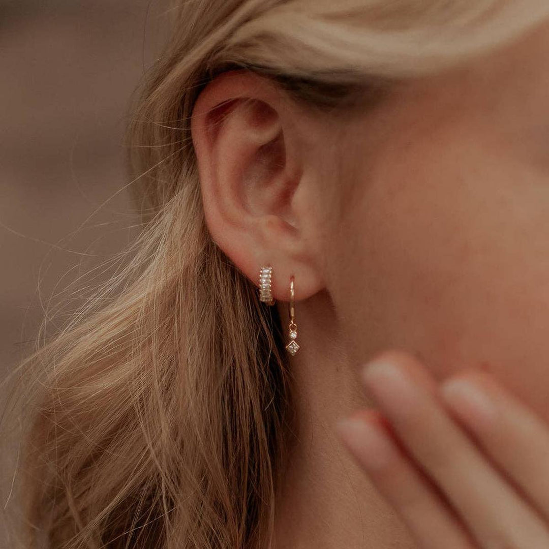 Mauve Jewelry Co. - Willow Diamond Dangle Hoops in Gold Vermeil