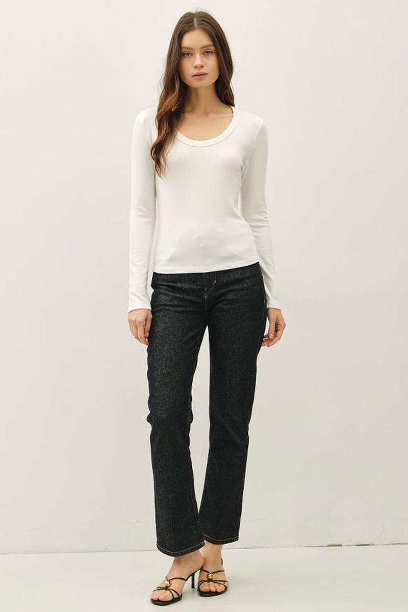 Be Cool - Soft Jersey U Neck Long Sleeve Top