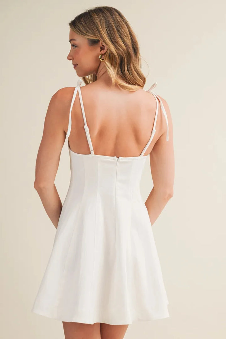 Mustard Seed - Self-Tie Strap Fit-And-Flare Dress in Off White