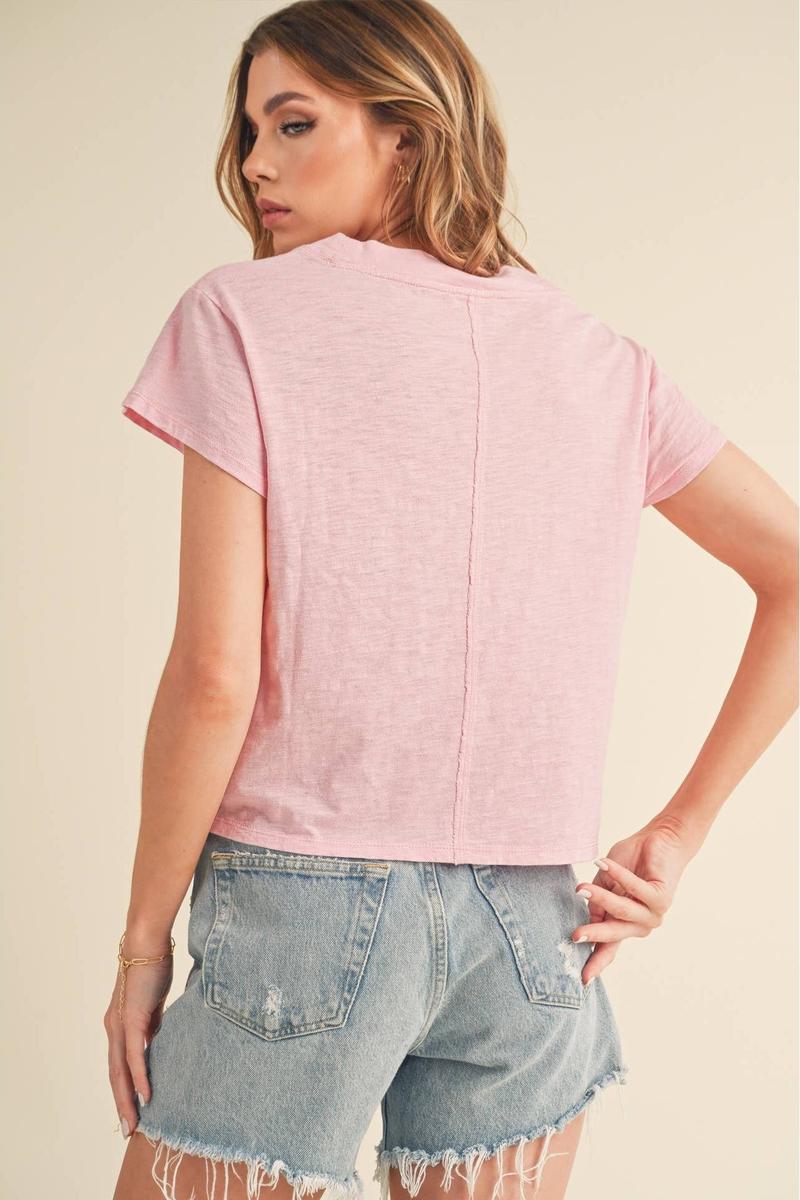 AEMI+CO - Til V-Neck Baby Top in Pink