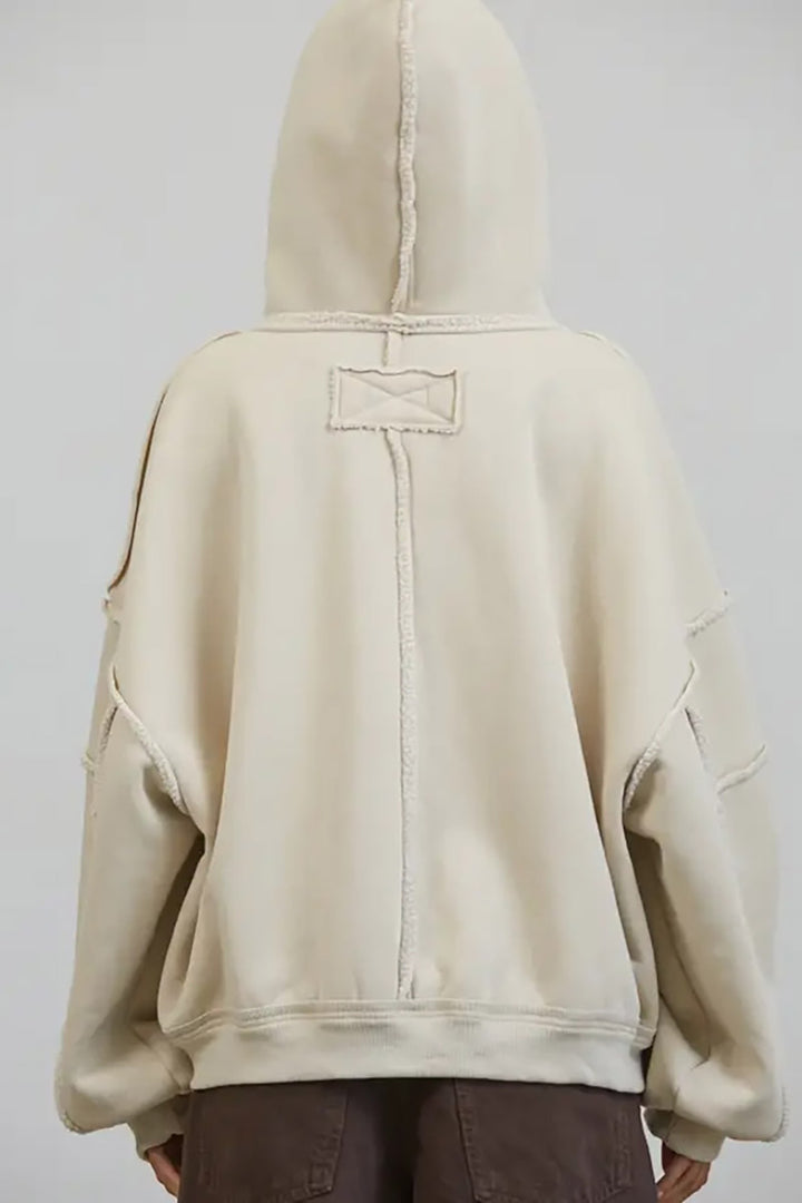 Creamon - Raw Edge Wash Oversized Zip Hoodie