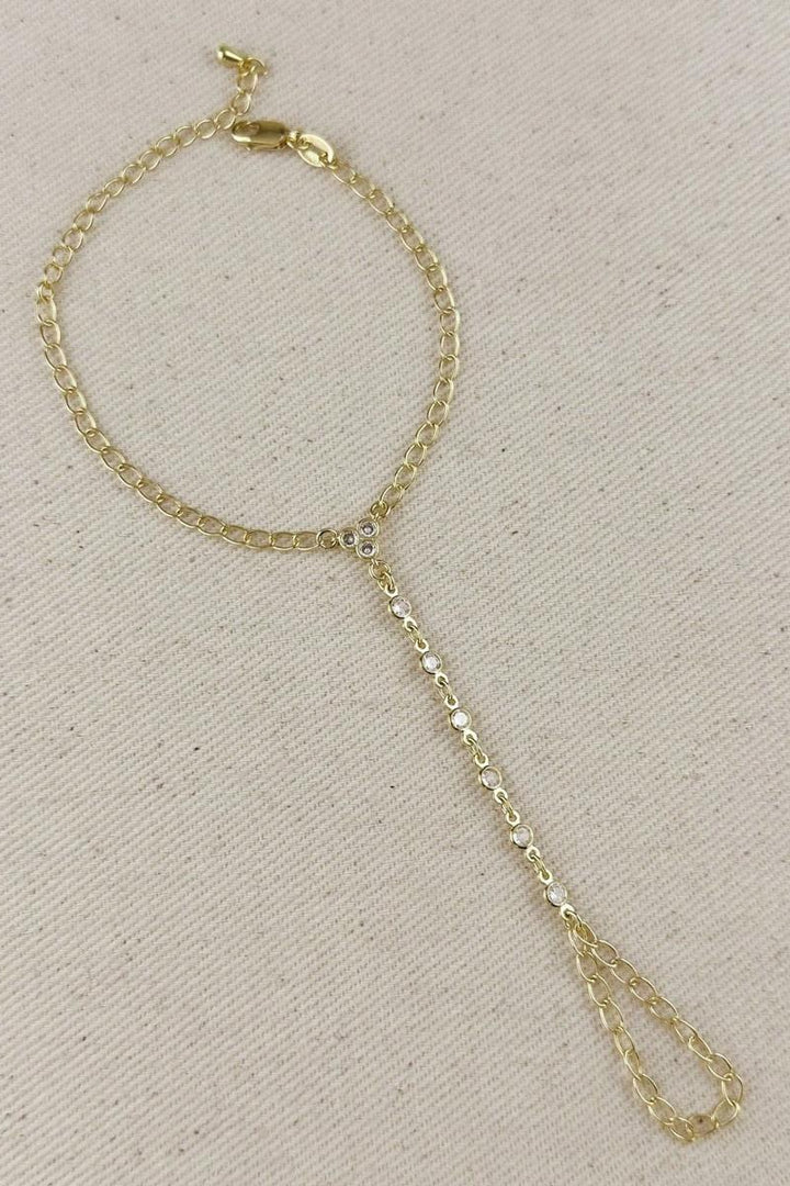 GoldFi - 18k Gold Filled Dainty Round Bezel CZ Hand Chain