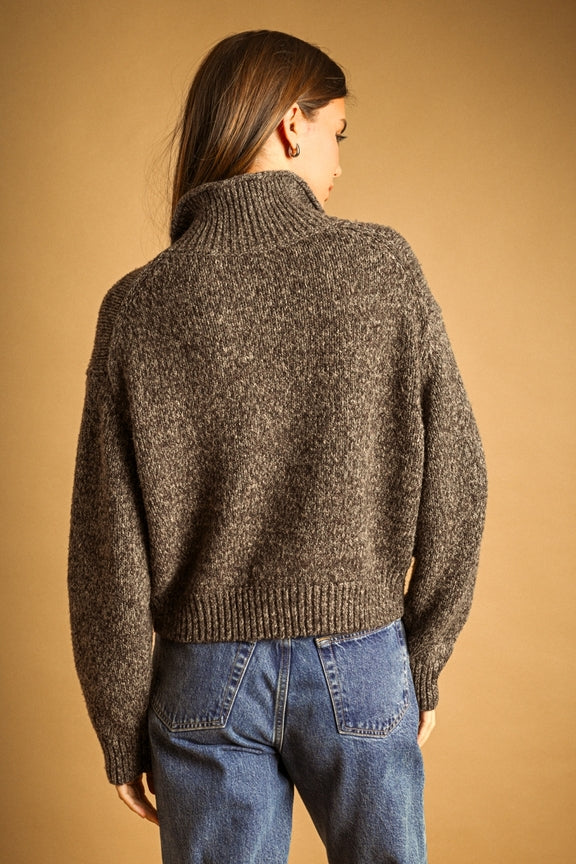 MIOU MUSE - Two Tone Sweater Cardigan with Toggle Button