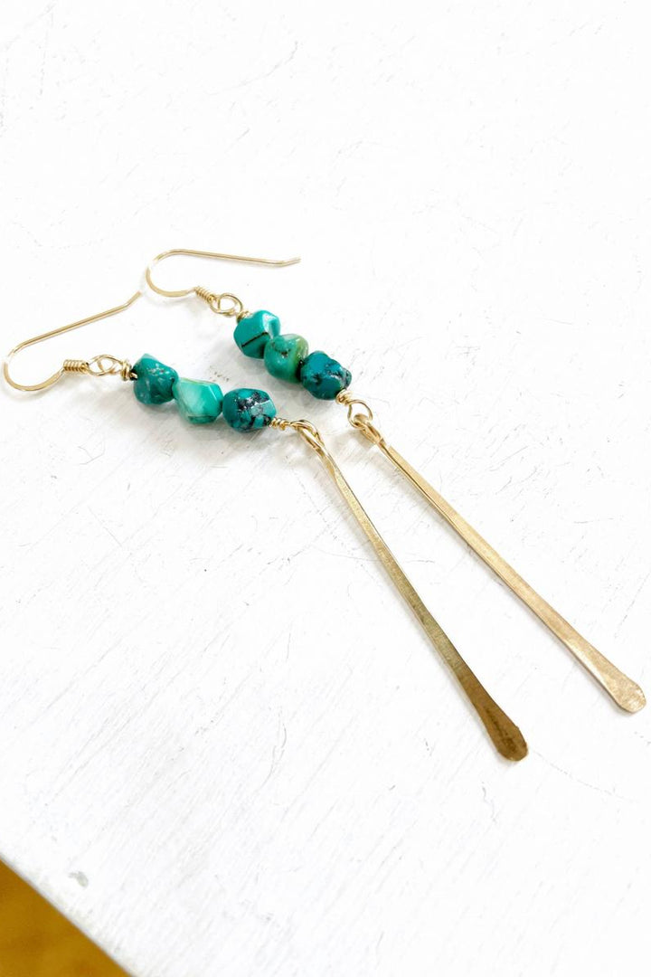 Quinn Sharp - Triple Turquoise Nugget Dangles in 14kt Gold Filled