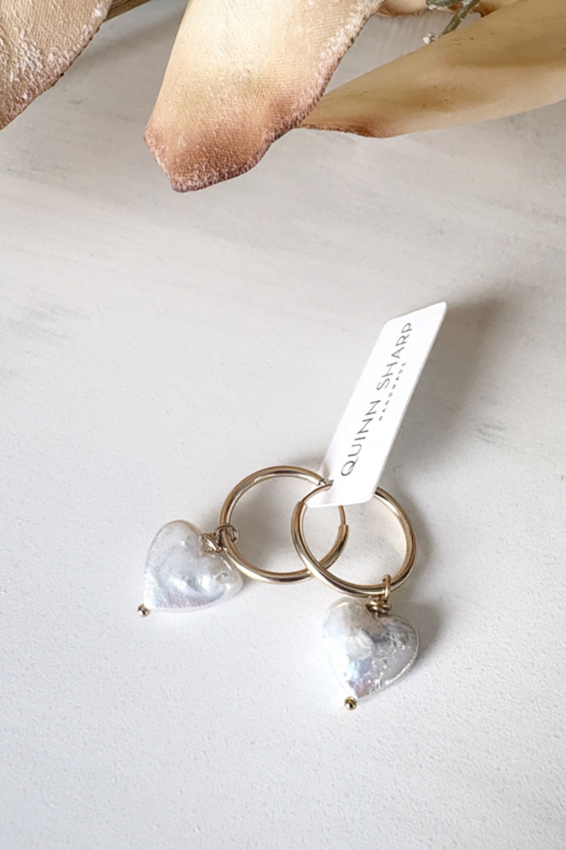 Quinn Sharp - Gold Filled Small Endless Hoops Freshwater Heart, Star Pearl