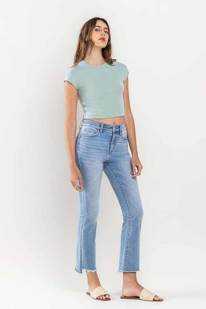 VERVET by Flying Monkey - High Rise Crop Flare Jeans in Striving