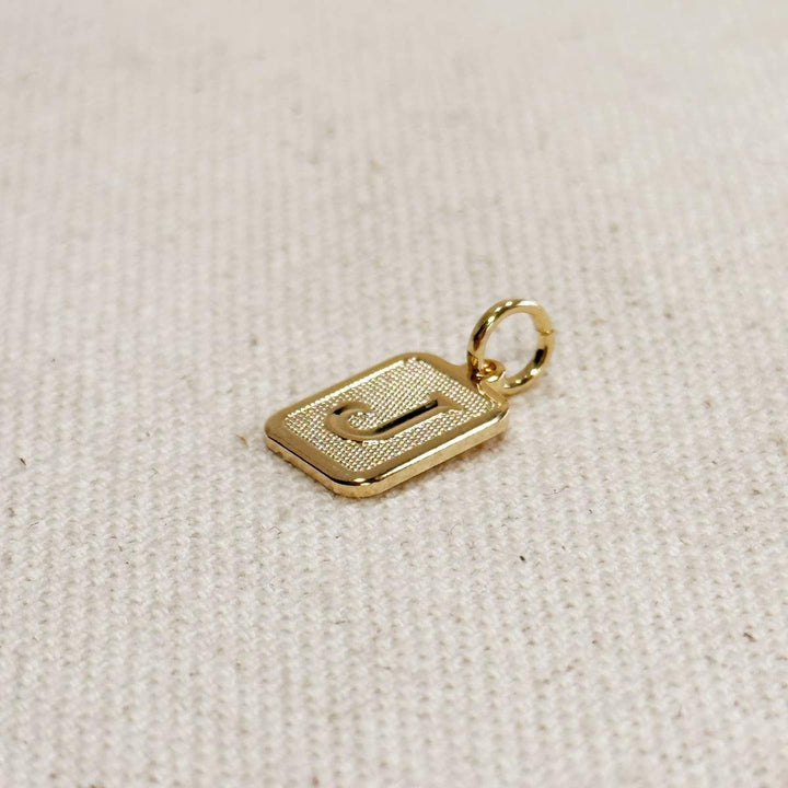 GoldFi - Textured Initial Plate Pendant in Gold Filled