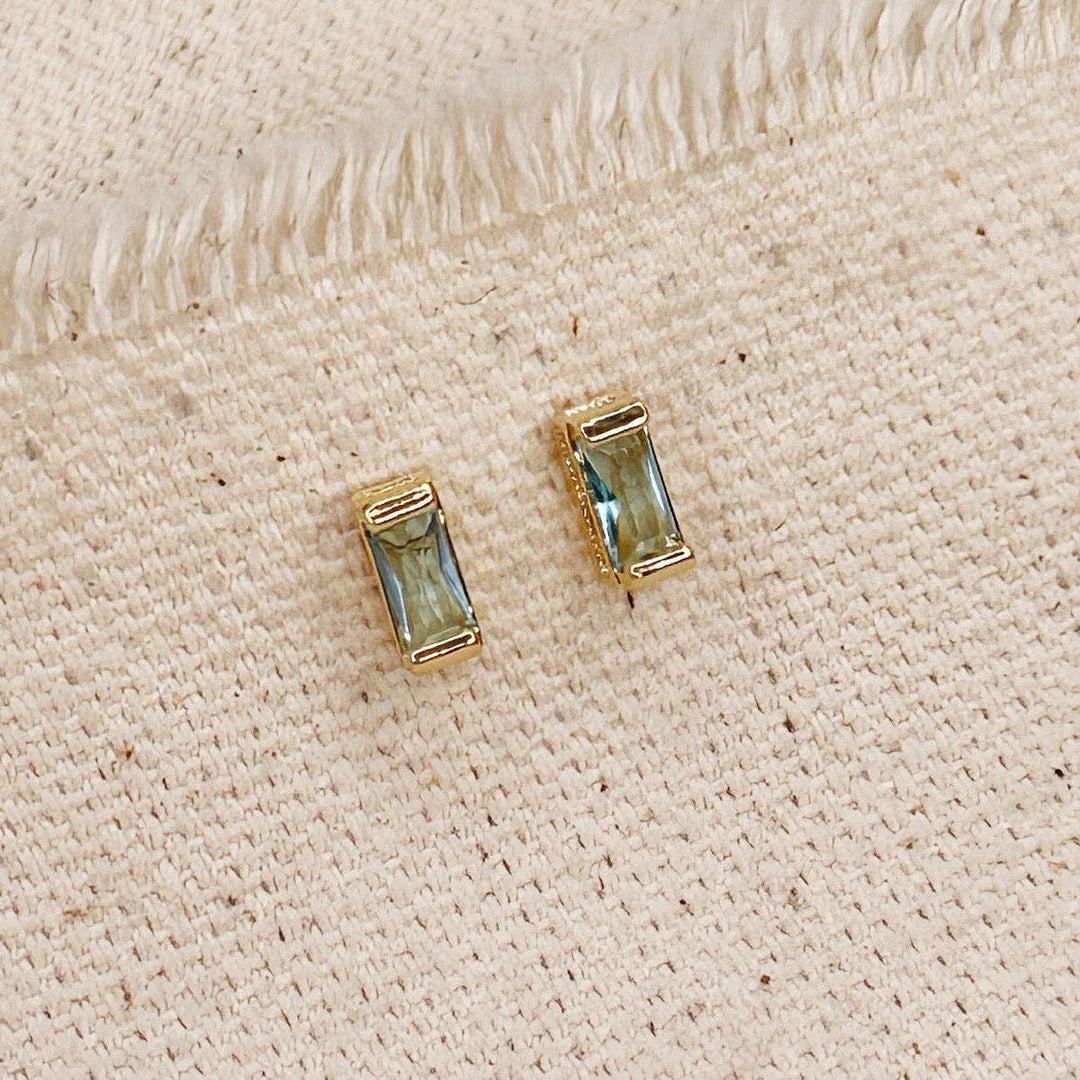 GoldFi - 18k Gold Filled Baguette Birthstone Stud Earrings
