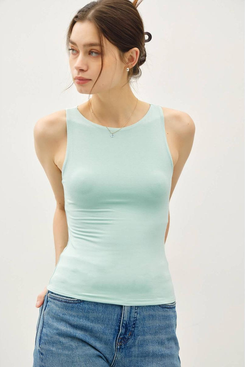 Be Cool - Basic Double Lined Boat Neck Tank