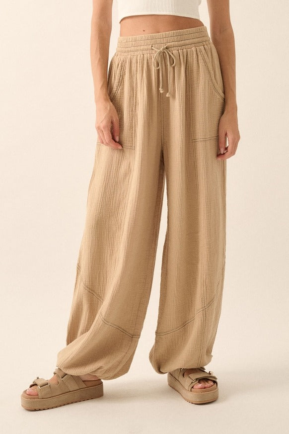 Promesa USA - Mineral Washed Crinkle Cotton Parachute Pants