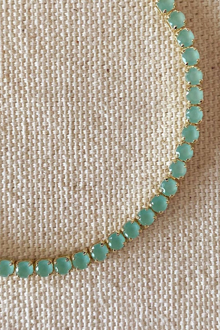 GoldFi - 18k Gold Filled 3mm Cubic Zirconia Mint Bracelet