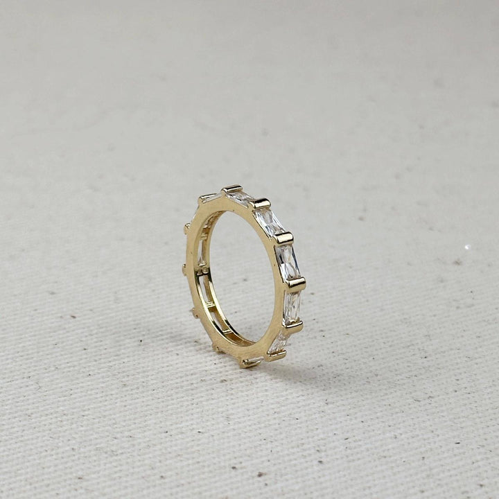 GoldFi - 18k Gold Filled Baguette CZ Band Ring: Emerald / 7.5