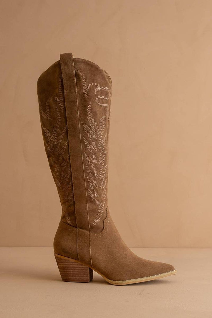 Oasis Society - The Samara Brown Embroidered Western Tall Boot in Brown