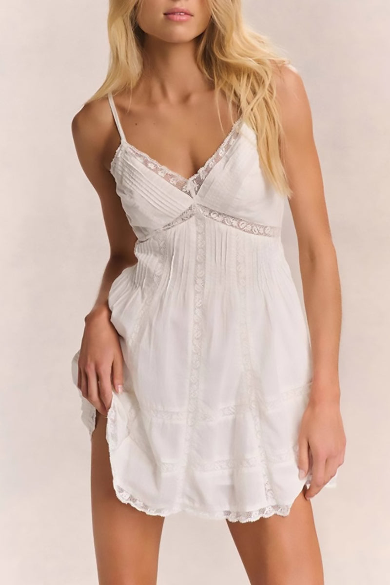 EmberLoom - Spaghetti Strap Mini Dress with Lace Details