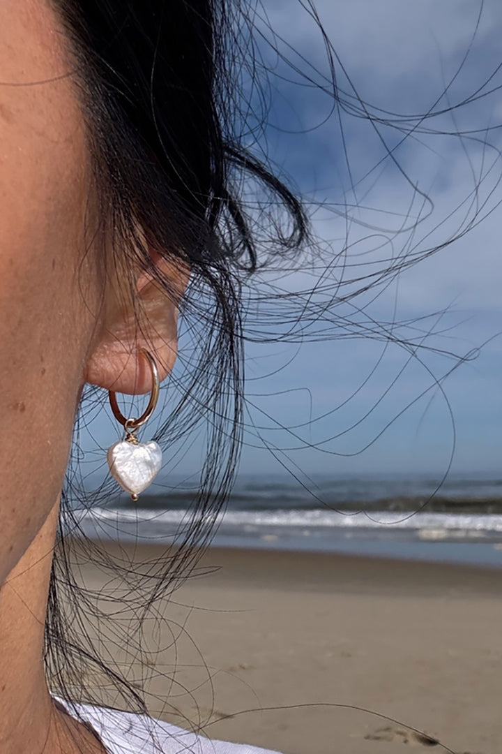 Quinn Sharp - Gold Filled Small Endless Hoops Freshwater Heart, Star Pearl