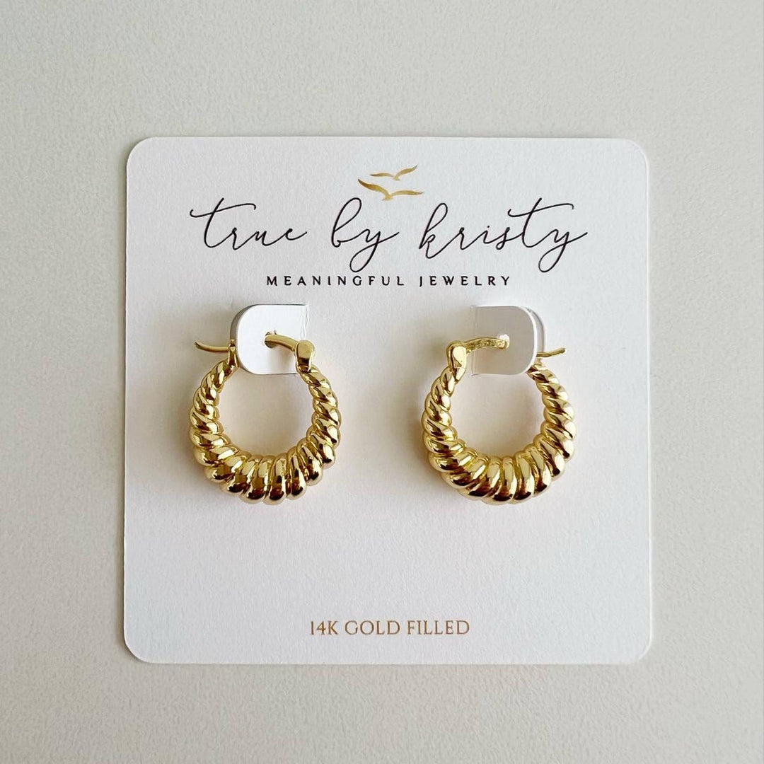 True By Kristy Jewelry - Endless Weekend Croissant Twist Hoops Earrings Gold Filled