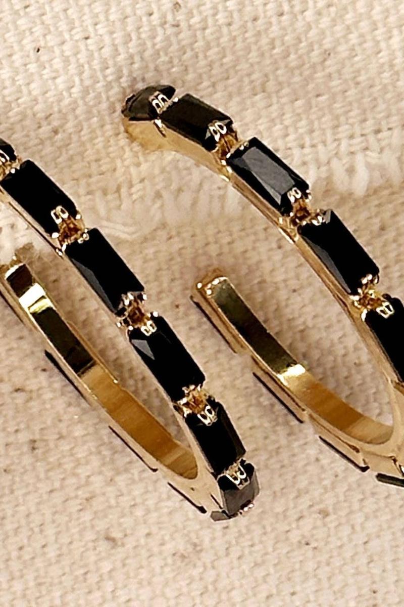 GoldFi-Chic Baguette Hoop Earrings in 18k Gold Filled