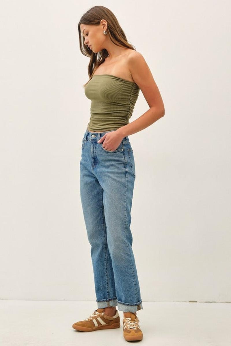 Be Cool - Jersey Ruched Crop Tube Top