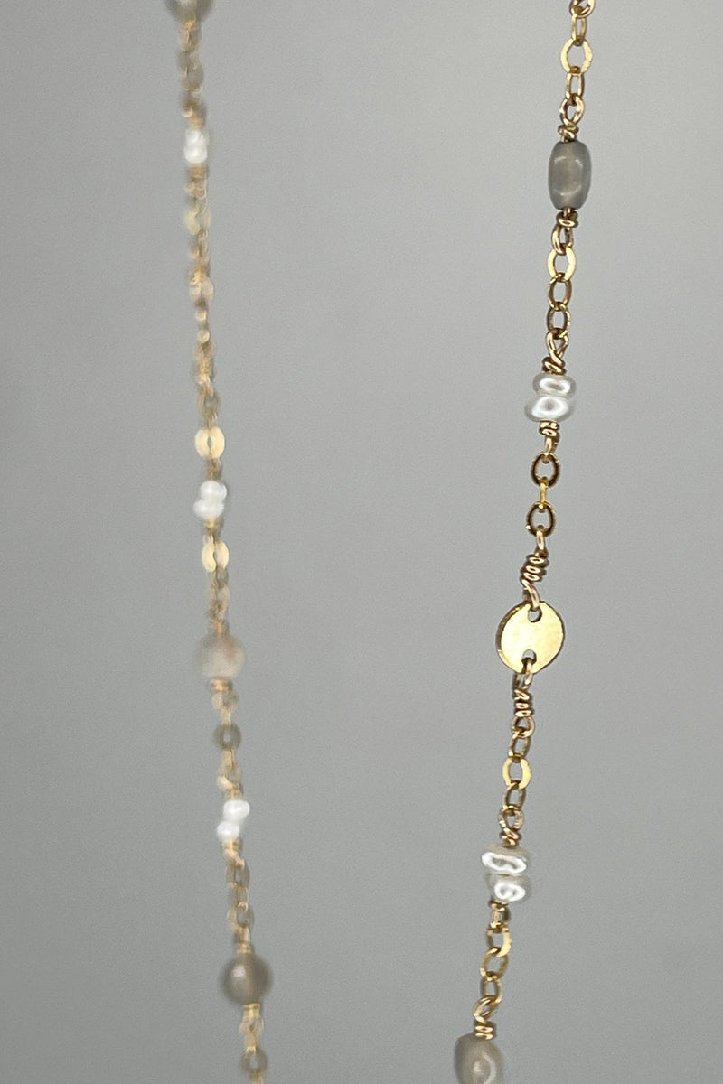 Tree Myriah - Moonstone and Pearl Lotus Necklace in Gold