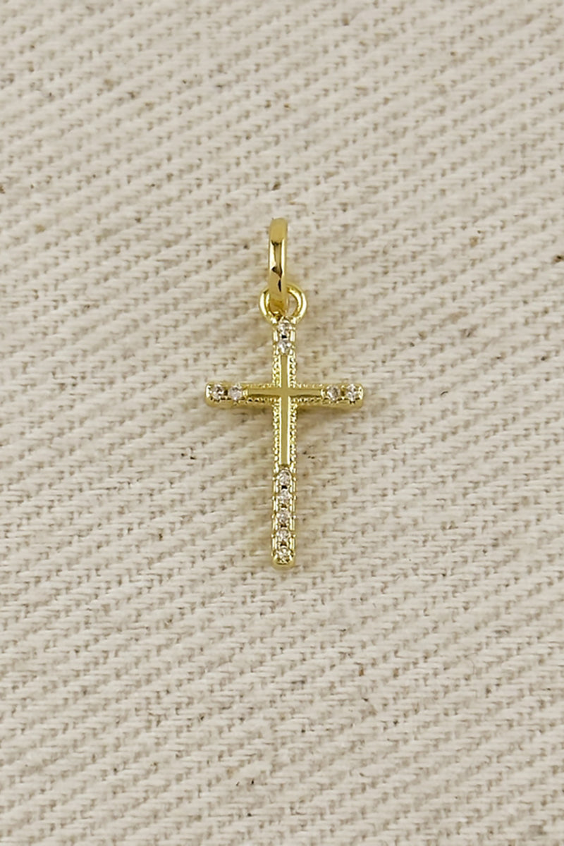 GoldFi - 18k Gold Filled Thin Cross Cubic Zirconia Charm