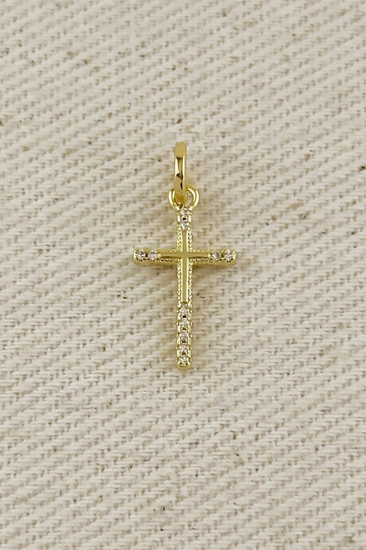 GoldFi - 18k Gold Filled Thin Cross Cubic Zirconia Charm