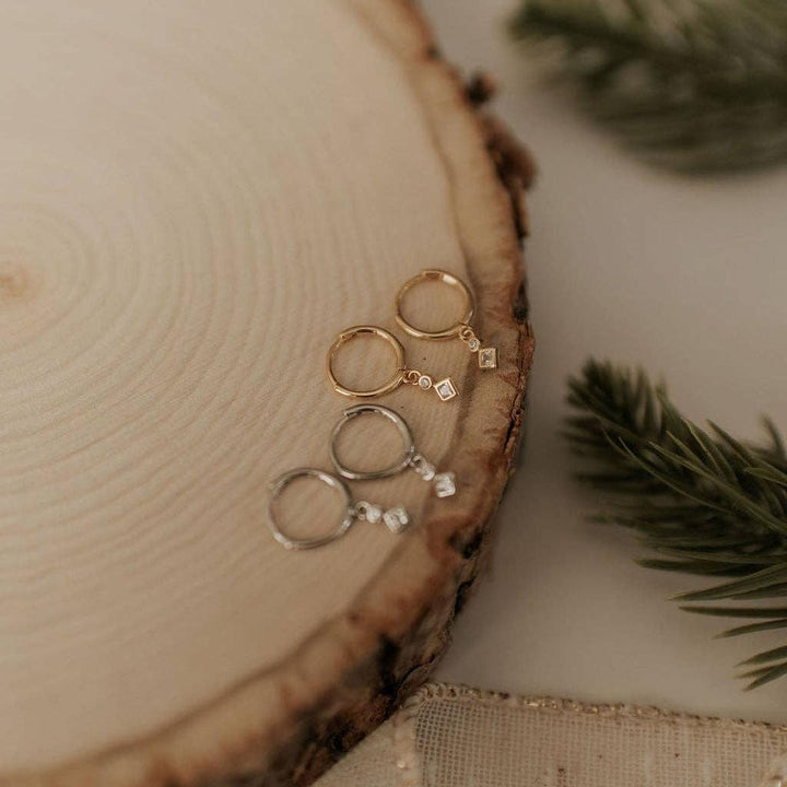 Mauve Jewelry Co. - Willow Diamond Dangle Hoops in Gold Vermeil