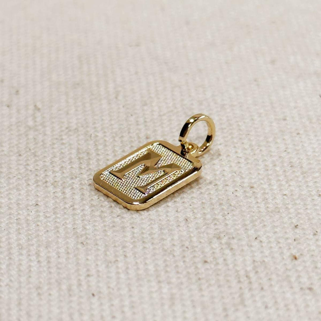 GoldFi - Textured Initial Plate Pendant in Gold Filled