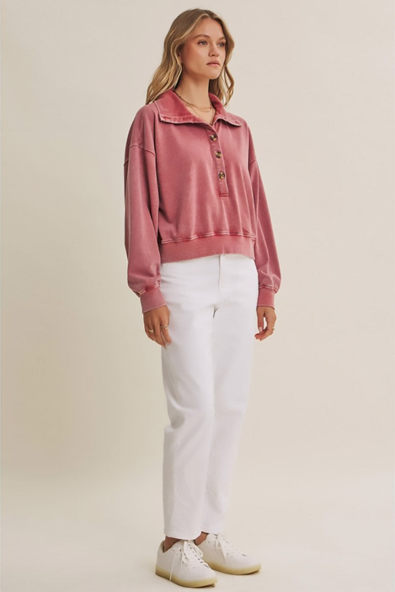 in february - Campfire Sky Nostalgic Mineral-Washed Terry Pullover