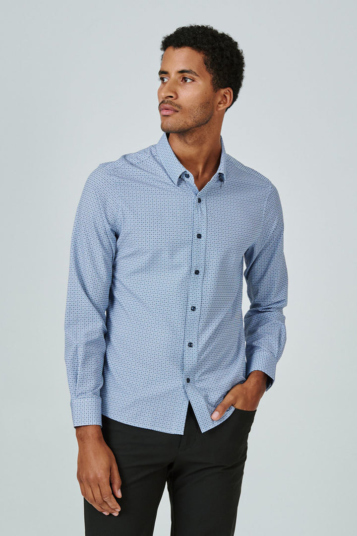 7DIAMONDS - Landon Long Sleeve Shirt in Light Blue