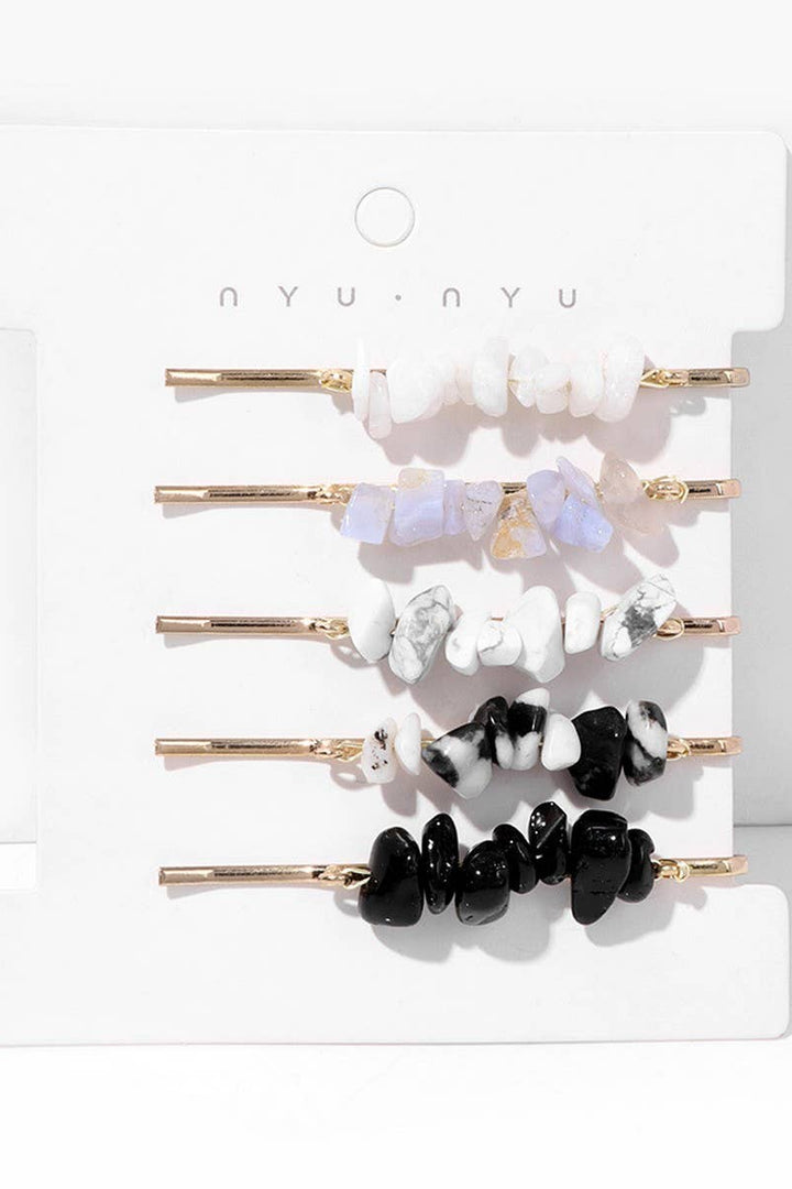 ACCITY - Natural Red Stone Hair Clip Set