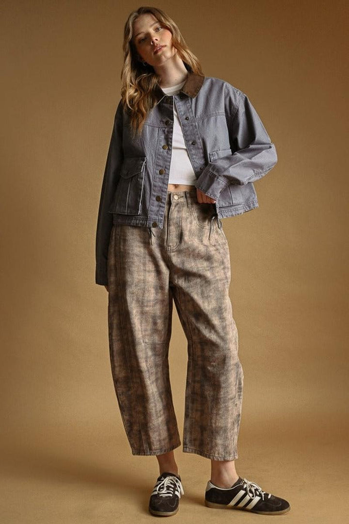 MIOU MUSE - Collar Contrasted Utility Jacket
