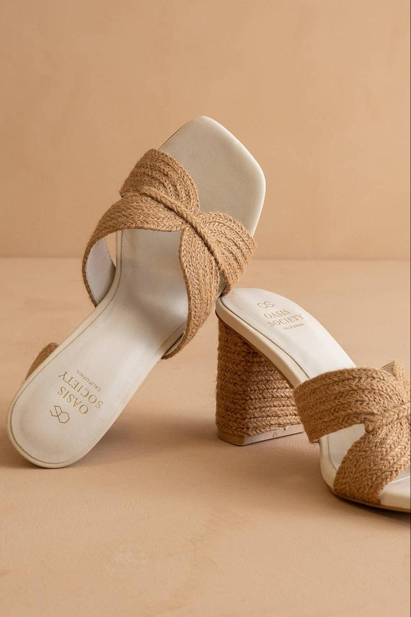 Oasis Society - The Santiag Raffia Summer Heel in Toffee