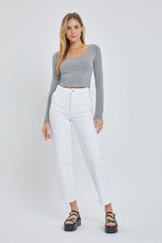 Be Cool - Basic Long Sleeve Top in Heather Grey