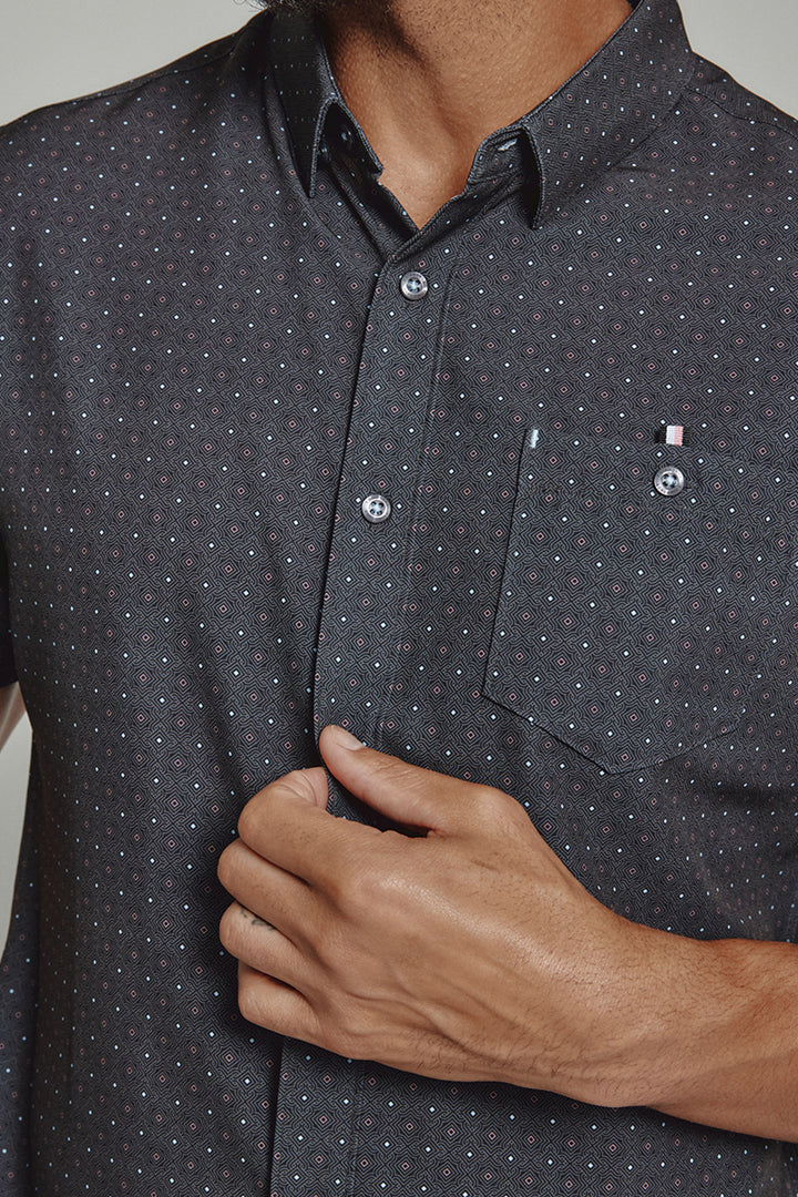 7DIAMONDS - Prescott Short Sleeve Shirt in Charcoal