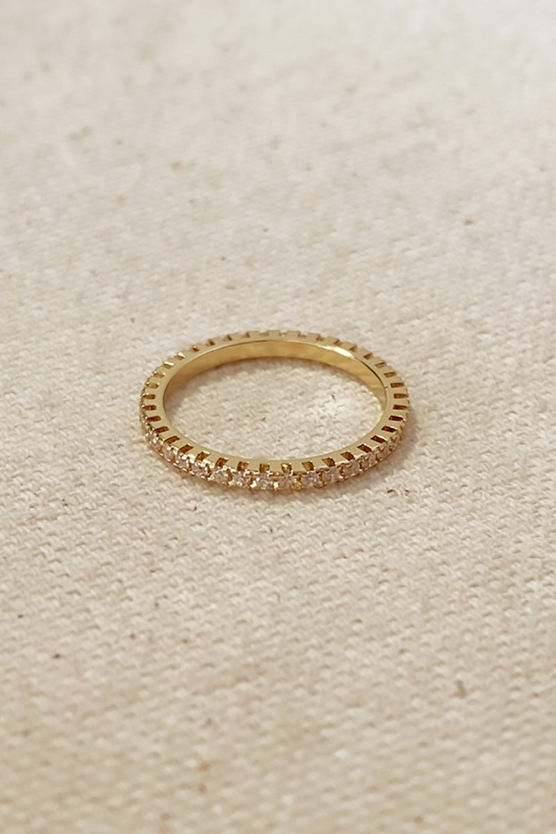 GoldFi - Eternity Micro Cubic Zirconia Stone Ring in Gold - Size 6.5