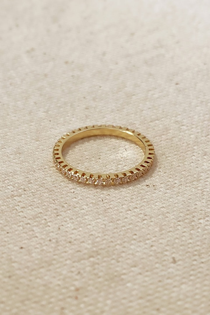 GoldFi - Eternity Micro Cubic Zirconia Stone Ring in Gold - Size 6.5